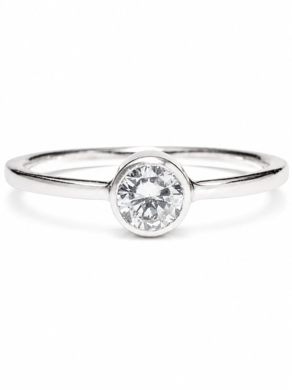 SIZE 5.5 Sterling Silver Bezel Set Solitaire Ring in Silver
